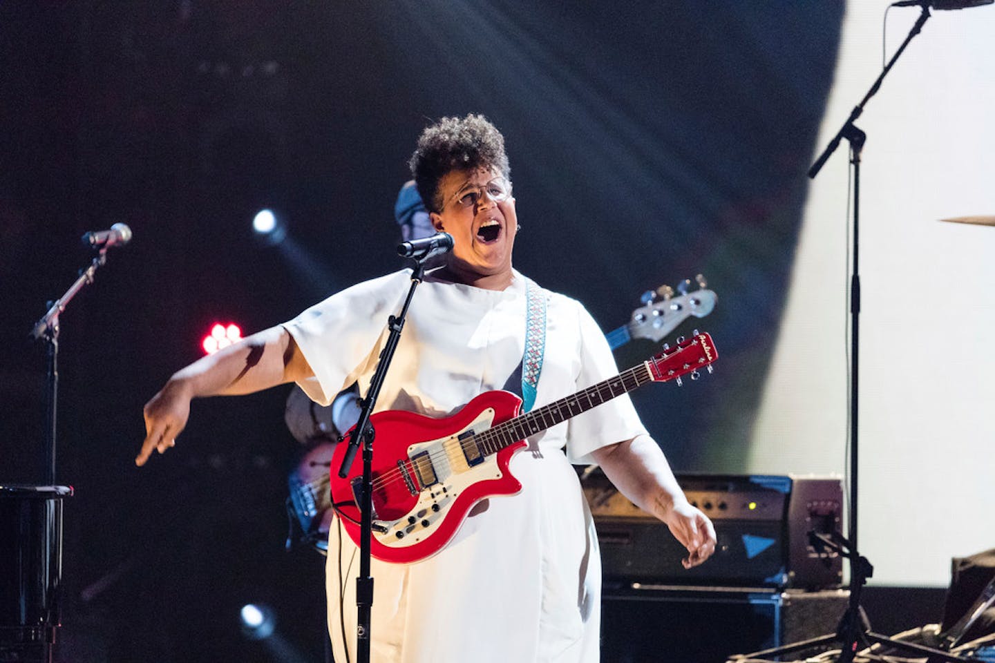 Brittany Howard is seen at the 2018 Rock and Roll Hall of Fame Induction Ceremony on April 14, 2018, in Cleveland, Ohio.