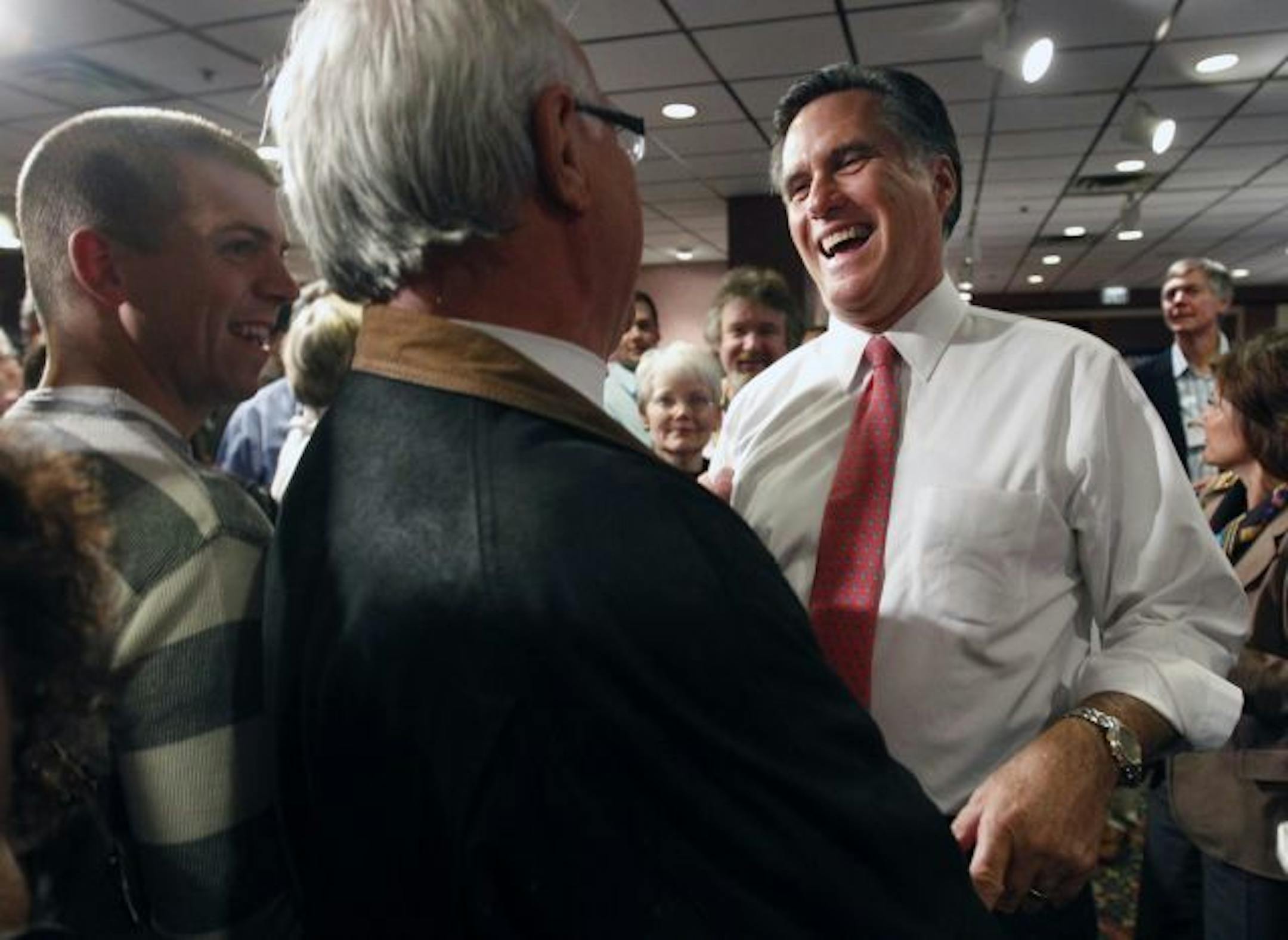 At the Mall of America Ramada, Denny Vinar of Eden Prairie got a laugh out of former Massachusetts governor Mitt Romney. Vinar said he would support Romney over Pawlenty if they ran for president in the next election.