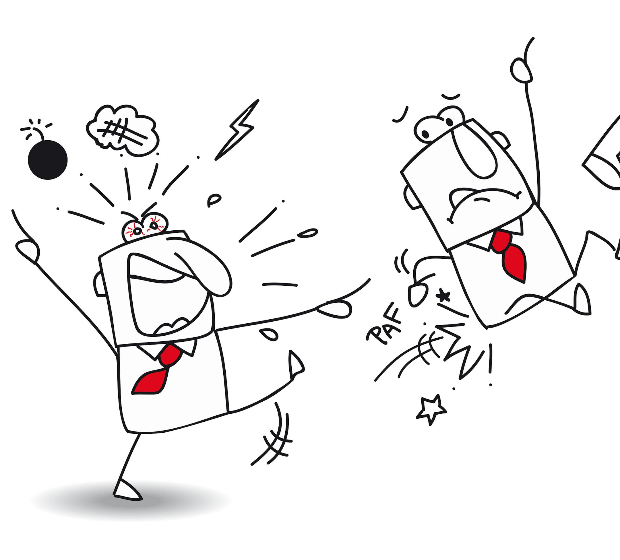 Joe lose one's job. Bye Mister Joe !!!! His boss give a Kick ass !