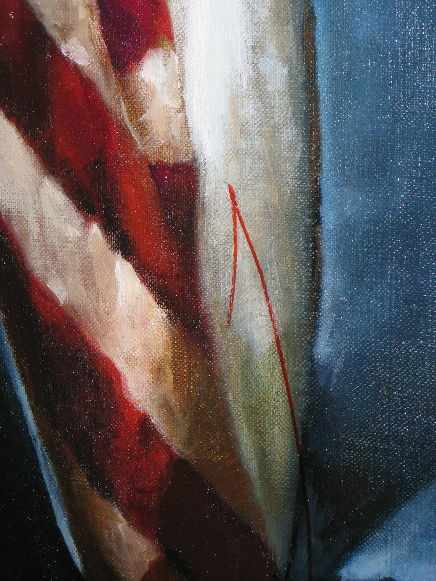 A detail of the damage to the Ventura portrait, which included marks from a red felt marker.