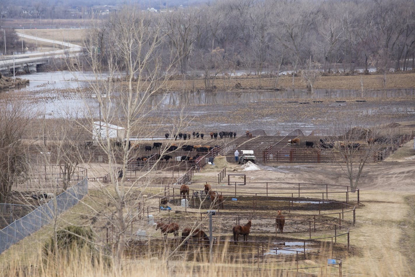 Flooded fields in Omaha, Neb., March 19, 2019.