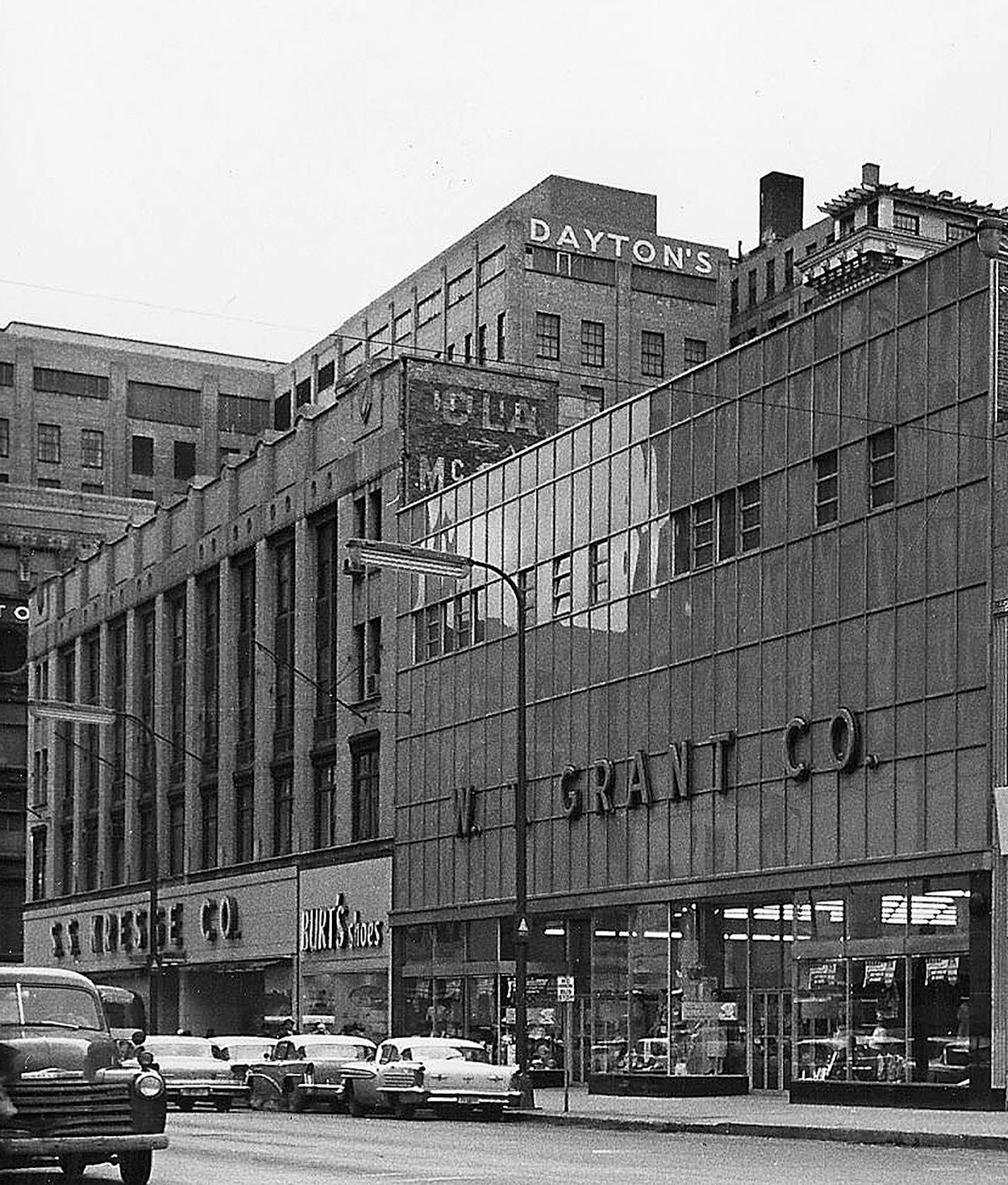 Star Tribune file photo
Nicollet Avenue between 6th and 7th Streets, a bustling retail scene in 1960.Two old retail rivals: W. T. Grant, and S. S. Kresge.