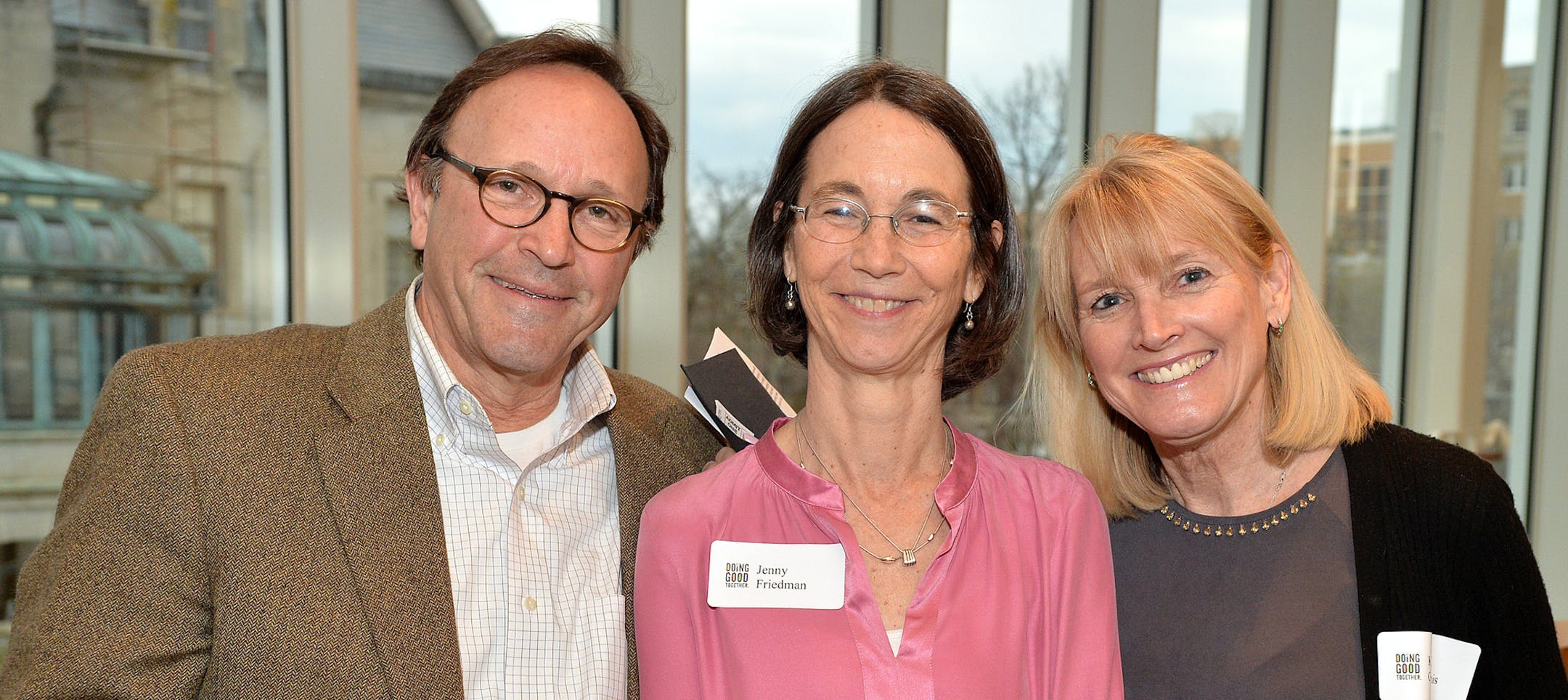 From left, Jim Grandbois, founder and executive director of Doing Good Together, Jenny Friedman, and Kathy Grandbois. ] (SPECIAL TO THE STAR TRIBUNE/BRE McGEE) **Jim Grandbois (left), Jenny Friedman (center, founder and executive director of Doing Good Toether), Kathy Grandbois (right)