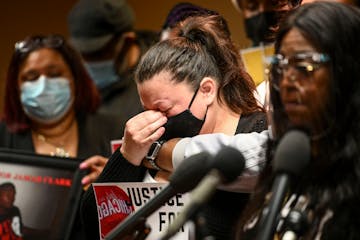 Katie Wright, whose son Daunte Wright was shot and killed by a Brooklyn Center police officer last Sunday, was overcome by emotion during Friday's pre