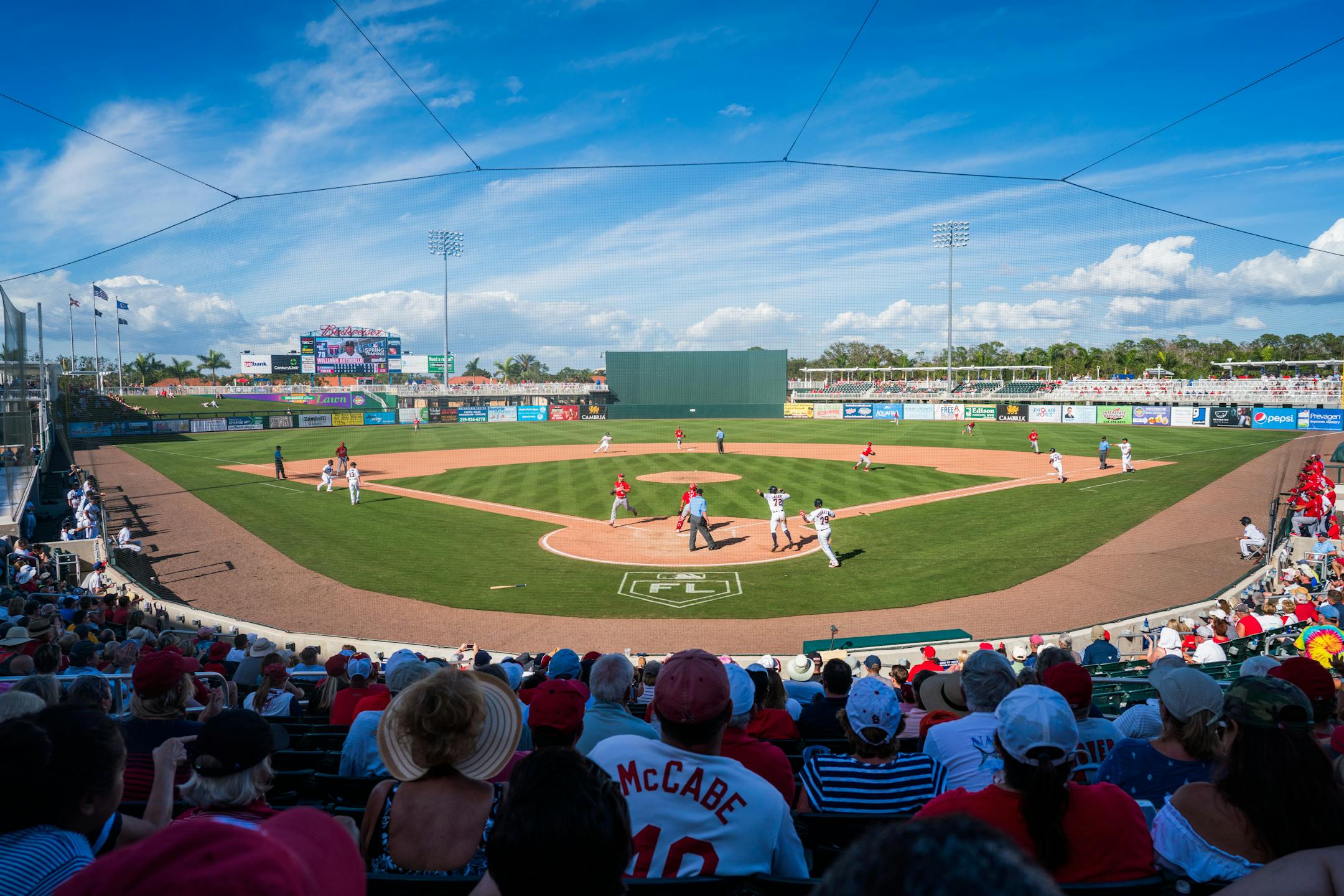 Twins outfielder Ryan LaMarre (72) scored on a single from Twins catcher Williams Astudillo (78) in the seventh inning of a spring training game earlier this week.