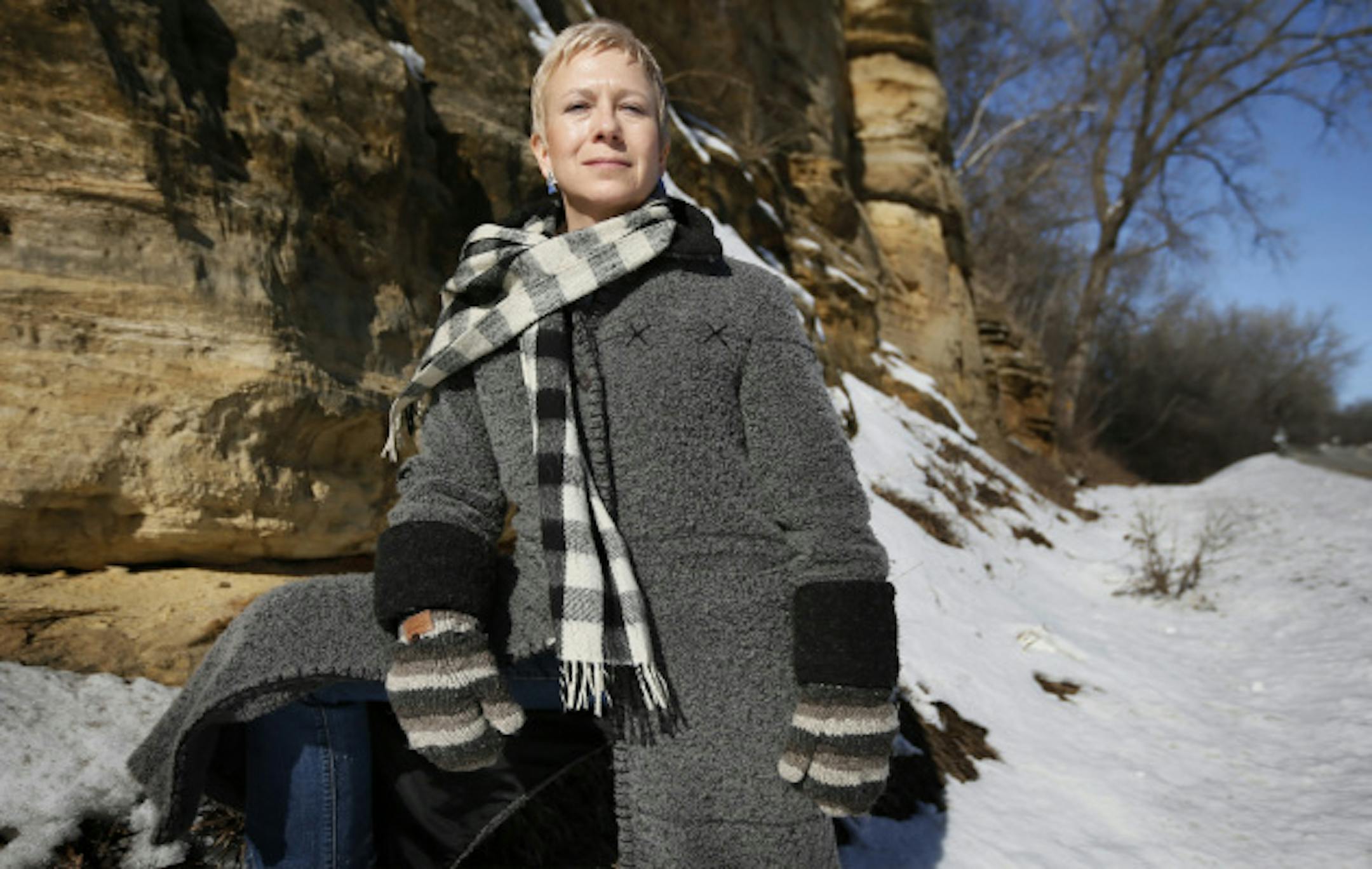 Amy Nelson at a proposed mine in Hay Creek Township