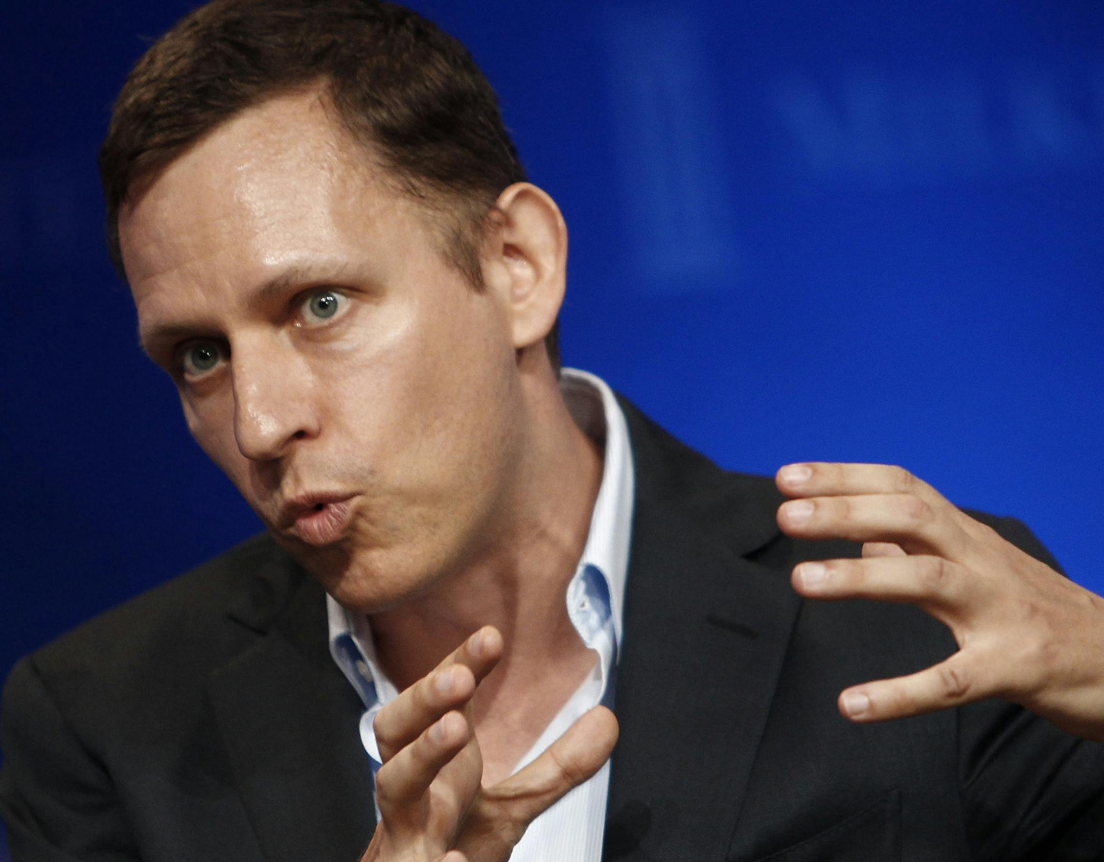 Peter Thiel, president of Thiel Capital, has doled out millions to other researchers with what he calls &#xec;breakout&#xee; ideas that defy conventional wisdom. Illustrates AGING (category a), by Ariana Eunjung Cha (c) 2015, The Washington Post. Moved Saturday, April 4,2015. (MUST CREDIT: Bloomberg News photo by Patrick T. Fallon) ORG XMIT: 167879834