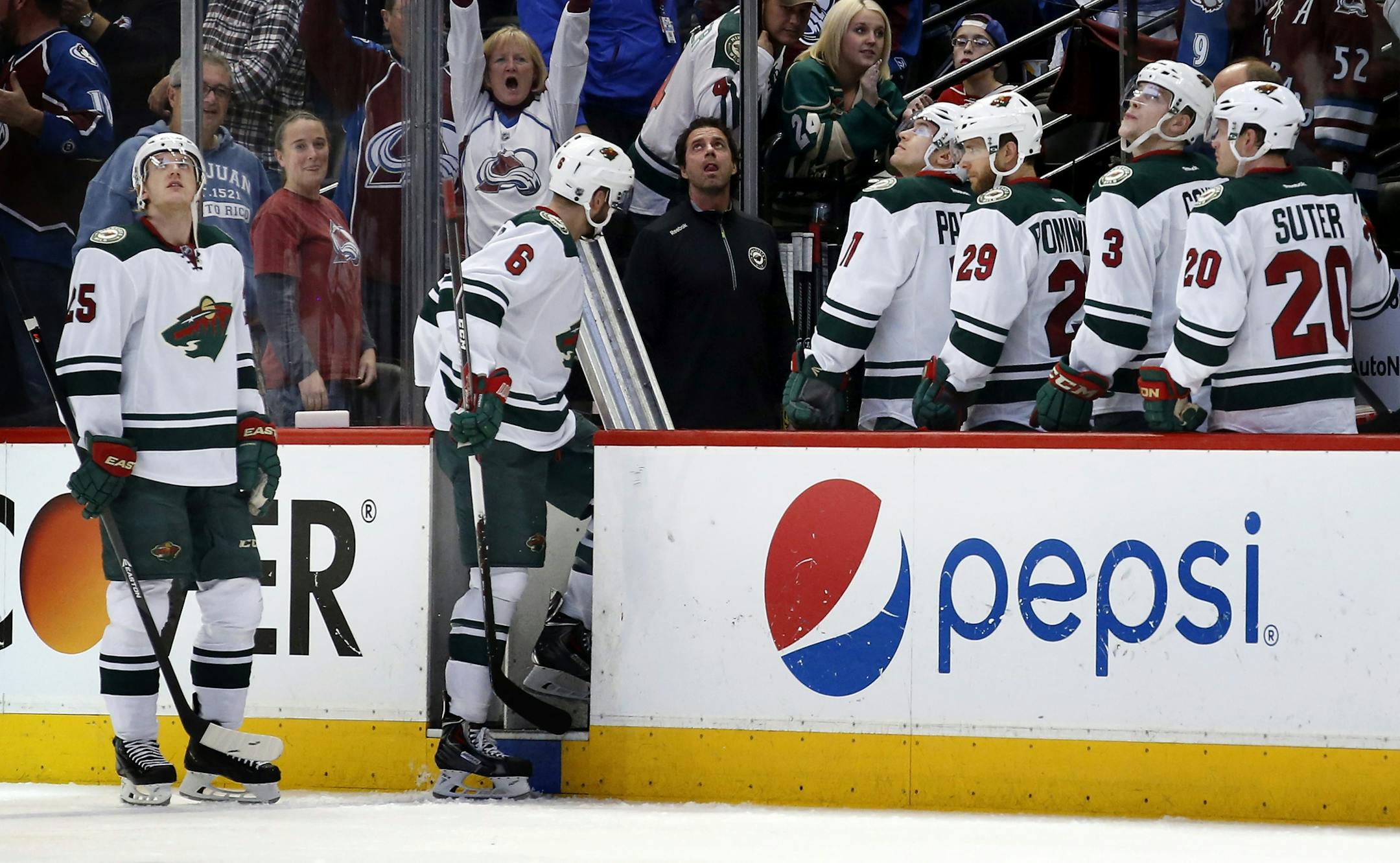 Wild players went back to the locker room after loosing in overtime to Colorado.