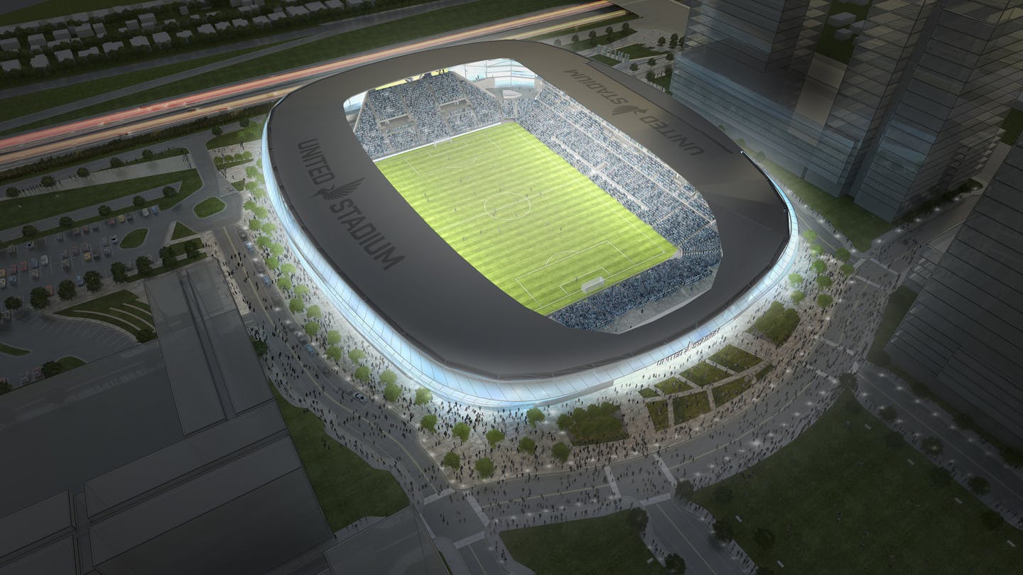 Rendering of the Minnesota United soccer stadium in St. Paul.