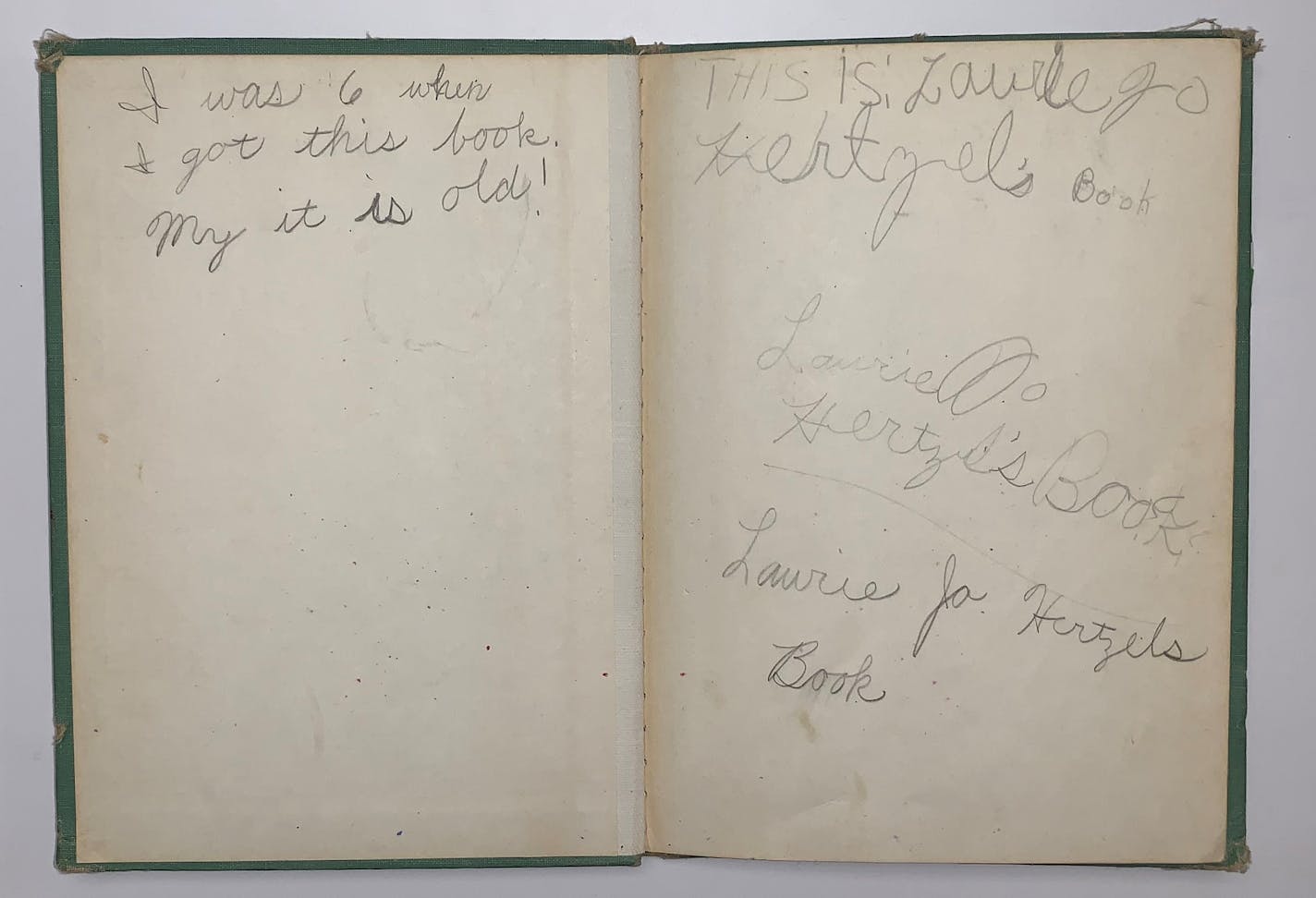 Laurie Hertzel wrote inside this copy of "Leaves" by Bertha Morris Parker repeatedly, marking how her signature changed over the years.