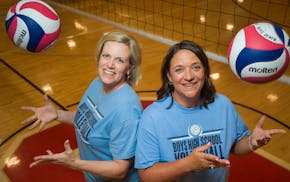 Krista Flemming, left, and Jenny Kilkelly agitated more than anybody to make boys volleyball a sanctioned high school sport.