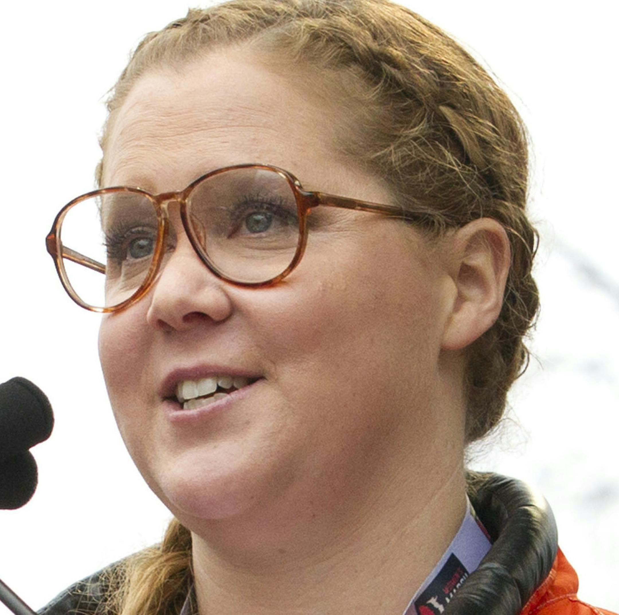 Comedian Amy Schumer speaks to the crowd during the Women's March rally, Saturday, Jan. 21, 2017, in Washington. In a global exclamation of defiance and solidarity, more than 1 million people rallied at women's marches in the nation's capital and cities around the world Saturday to send President Donald Trump an emphatic message on his first full day in office that they won't let his agenda go unchallenged. ( AP Photo/Jose Luis Magana)