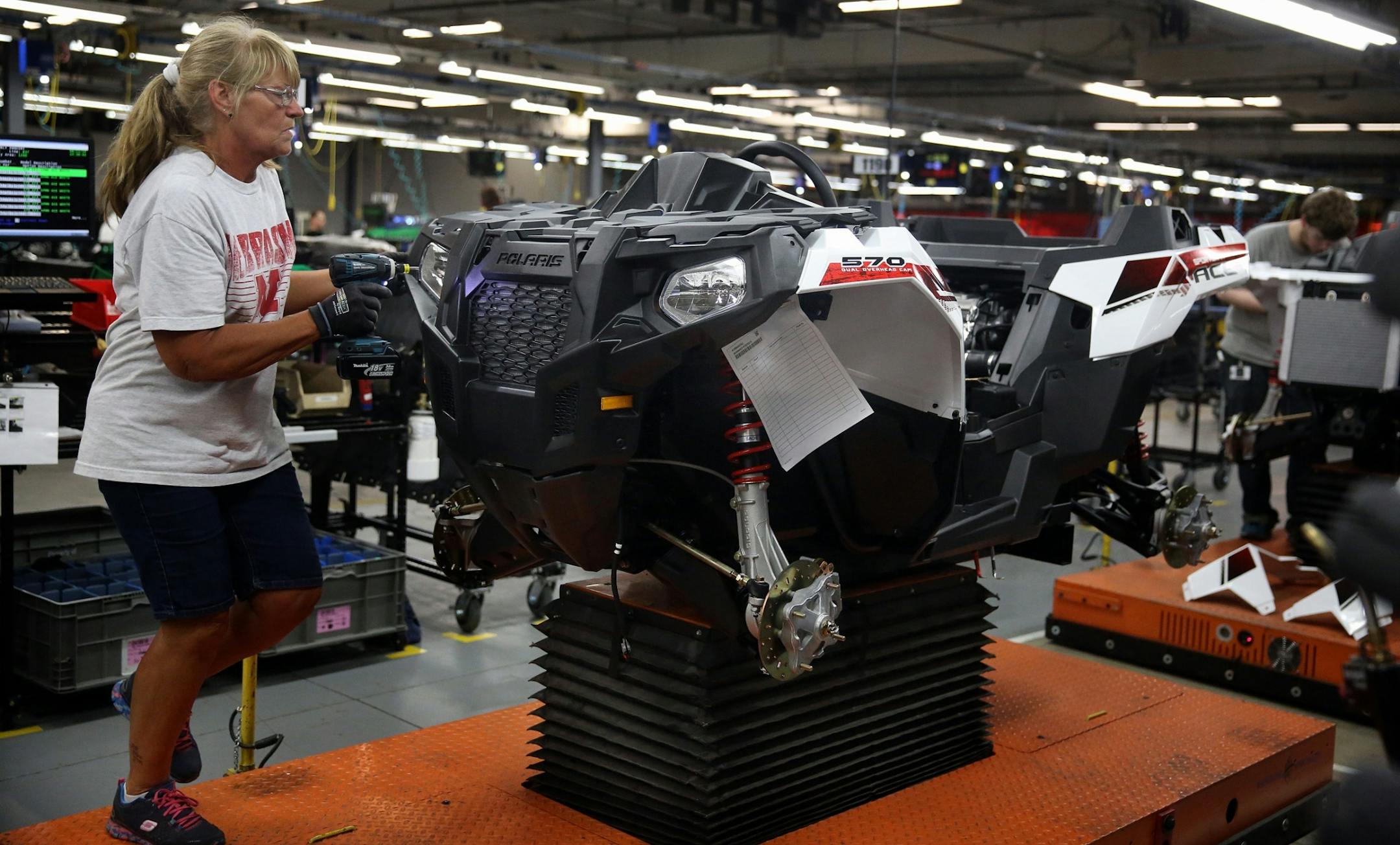 A new vehicle with added safety features called the Sportsman Ace is being built at a Polaris plant in Milford, Iowa