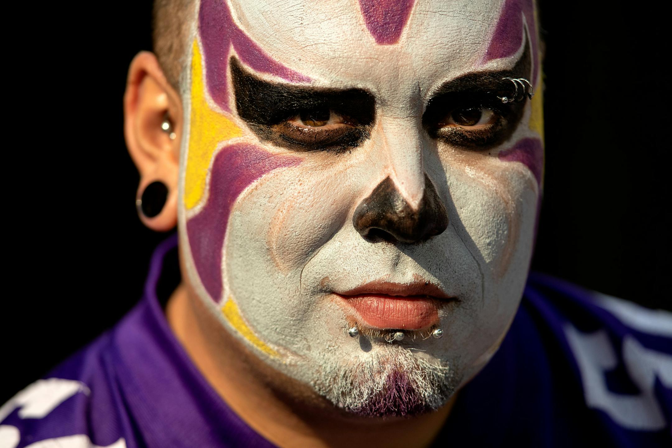 Minnesota Vikings fan Dan Thomas, 35, of Mille Lacs. ] CARLOS GONZALEZ ï cgonzalez@startribune.com ñ September 23, 2018, Minneapolis, MN, US Bank Stadium, NFL, Minnesota Vikings vs Buffalo Bills