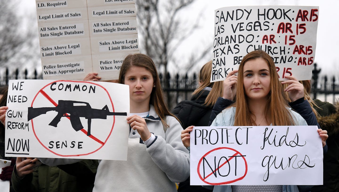 Students protest against gun violence outside of the White House just days after 17 people were killed in a shooting at a south Florida high school on Monday, February 19, 2018 in Washington, D.C. (Olivier Douliery/Abaca Press/TNS) ORG XMIT: 1223979