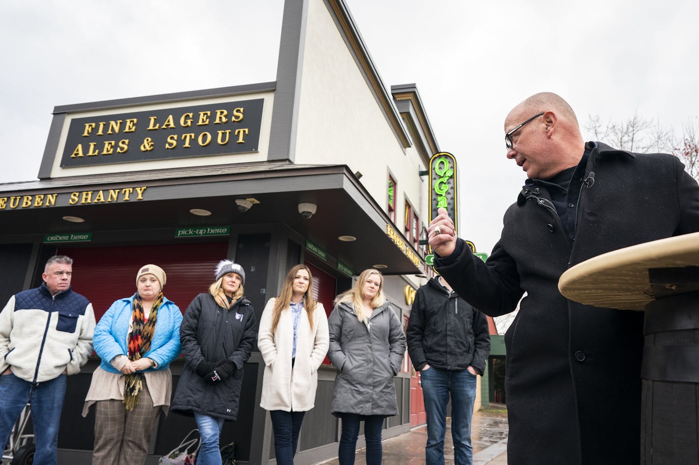 Dan O'Gara, owner of St. Paul's O&#x2019;Gara&#x2019;s Bar & Grill, held a press conference to talk about his decision to not reopen the original O'Gara's location with his family and some former employees standing behind him. ] LEILA NAVIDI &#x2022; leila.navidi@startribune.com BACKGROUND INFORMATION: Dan O'Gara, owner of St. Paul's O&#x2019;Gara&#x2019;s Bar & Grill, held a press conference to talk about his decision to not reopen the original O'Gara's location, at the O'Gara's location at the