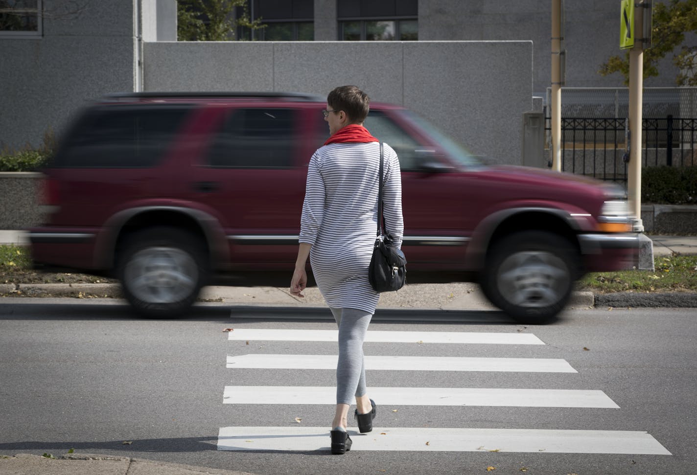 In 2016, volunteer Amber Dallman was stepping into a crosswalk when a car sped past in front of her on Rice Street in St. Paul. Dallman was working with an enforcement campaign put on by St. Paul police.