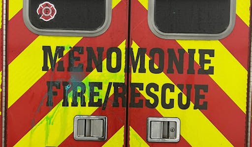 This Menomonie Fire Department ambulance was hit twice by paintballs during a run to Stillwater late last month.