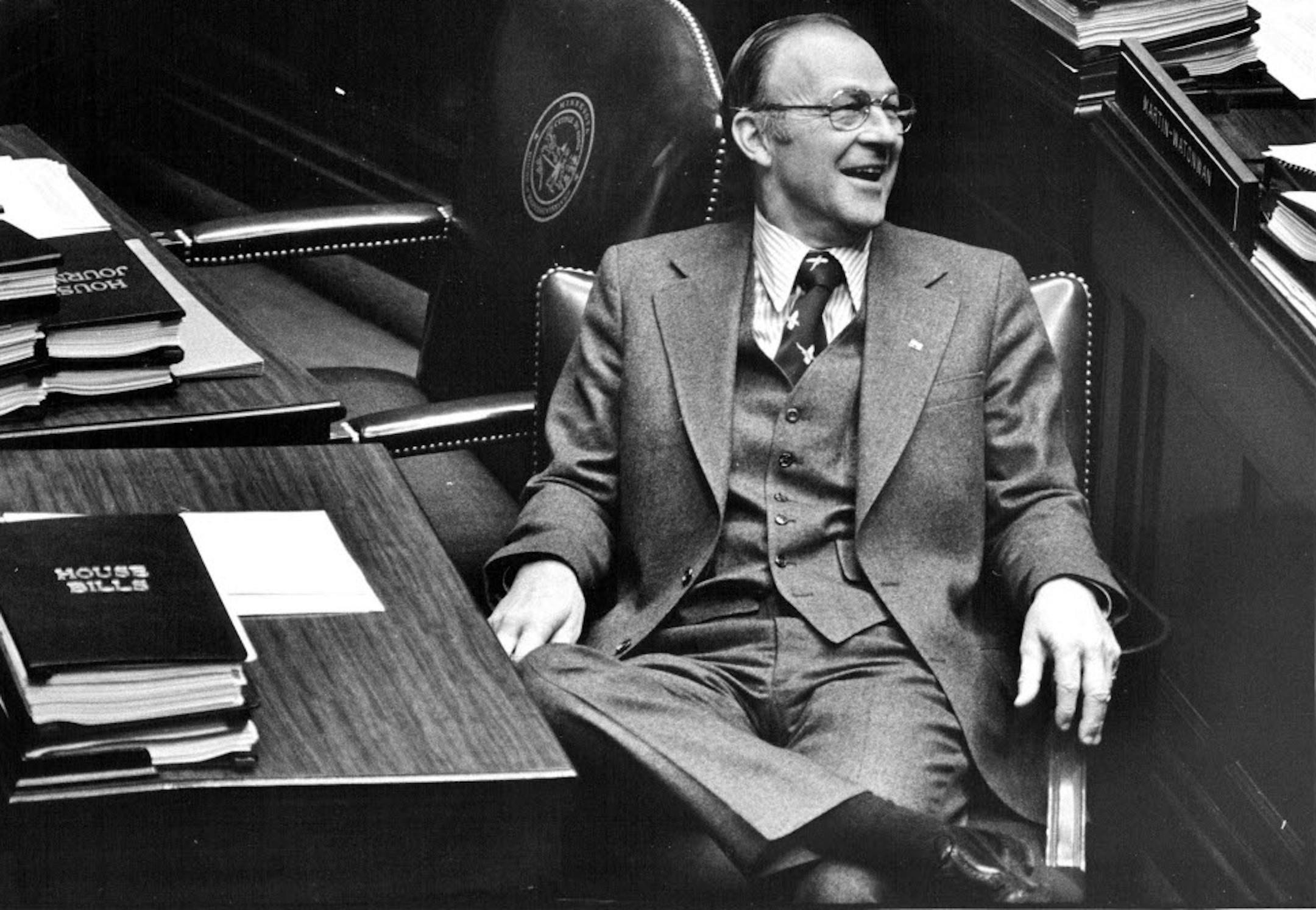 State Rep. Rod Searle shown on the Minnesota House floor in February 1978.