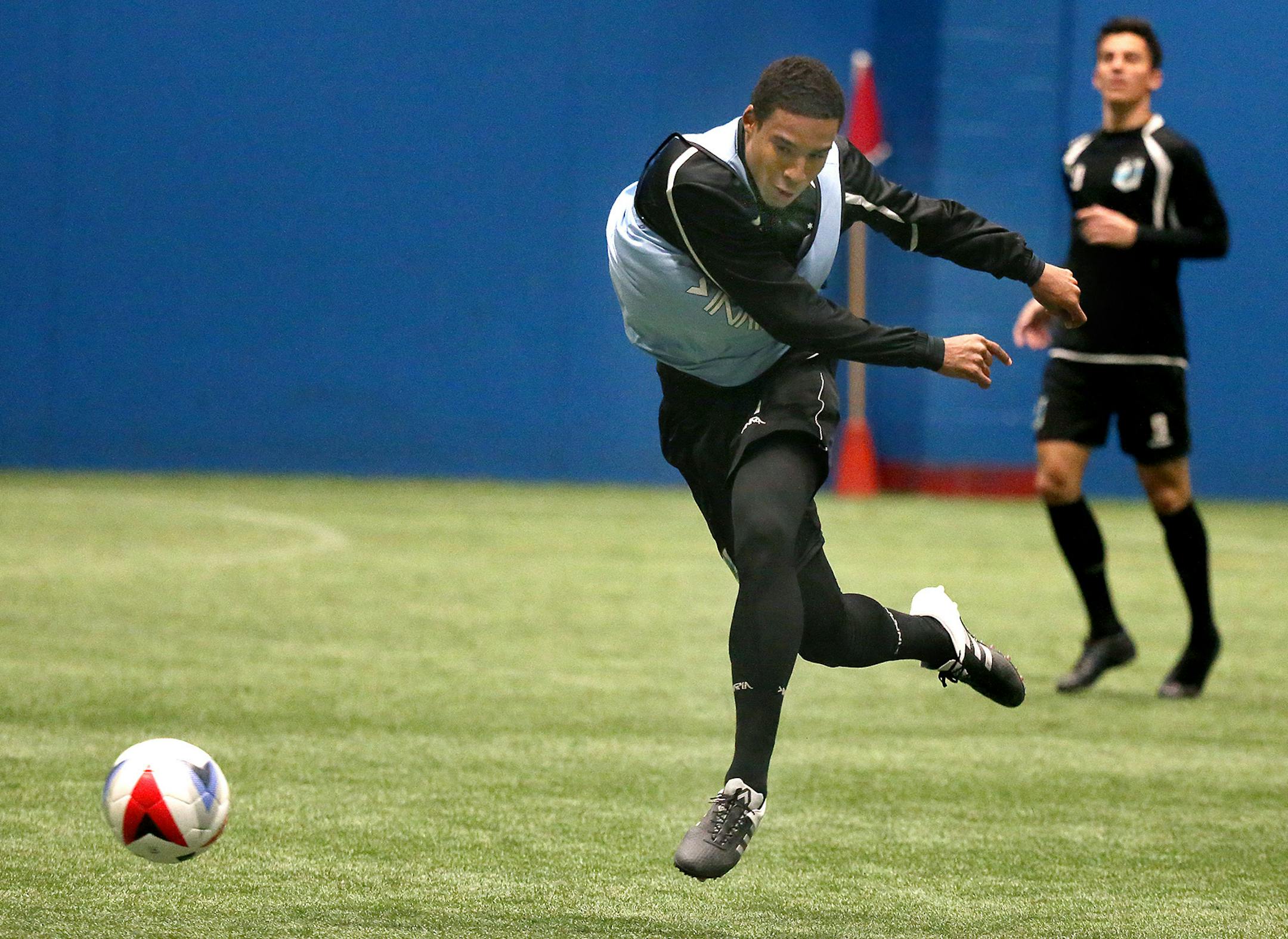 Minnesota United player Stefano Souza Pinho practiced at the National Sports Center, Monday, March 28, 2016 in Blaine, MN. ] (ELIZABETH FLORES/STAR TRIBUNE) ELIZABETH FLORES &#x2022; eflores@startribune.com