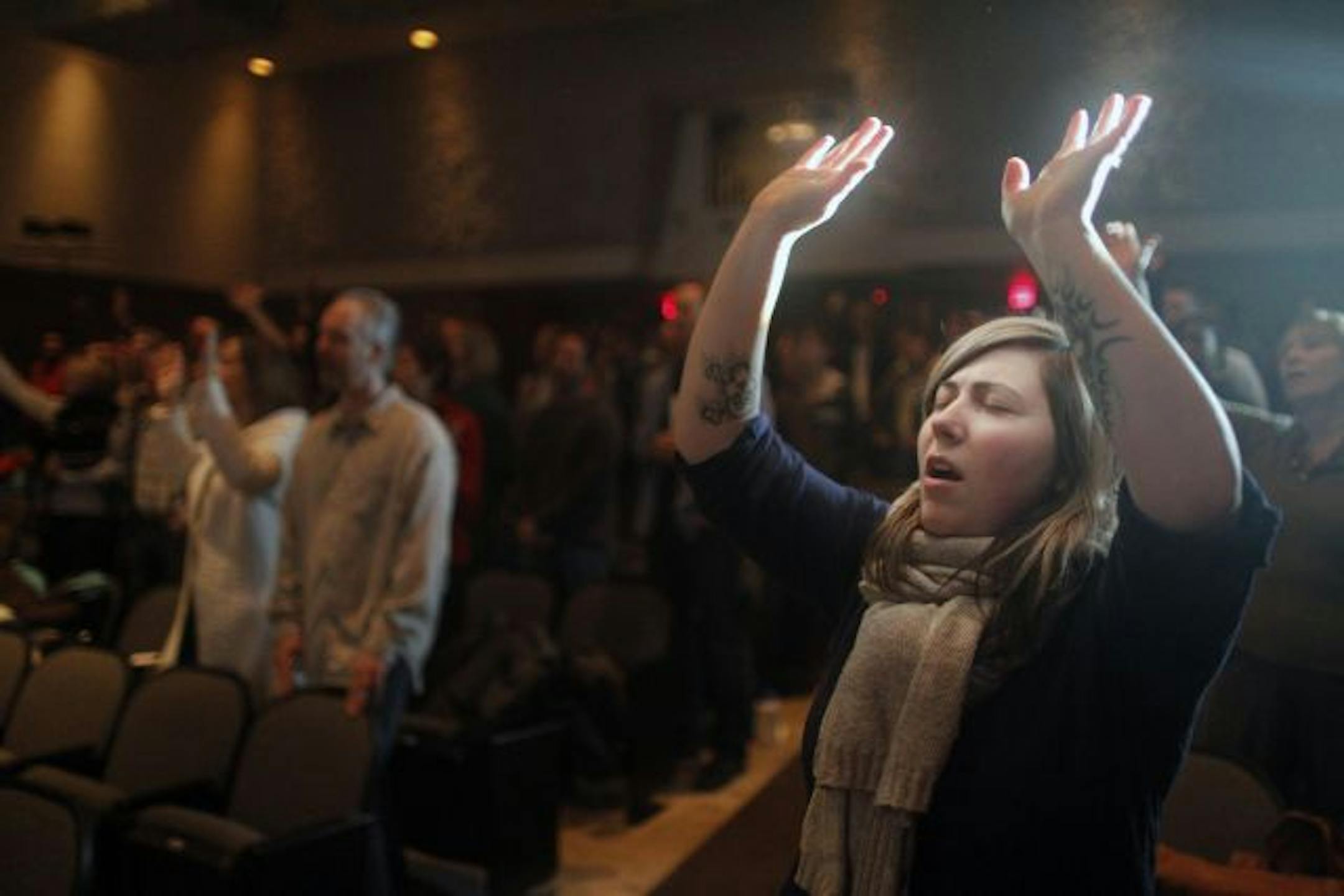 At the Valley Creek Church service held at Oak Land Jr. H.S., Jesslyn Jensen has been a church member for over seven years. "We have an amazing worship team," says Jensen.