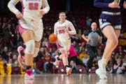Gophers guard Grace Grocholski (25) was named Big Ten freshman of the week after her 27-point showing Saturday against Northwestern.