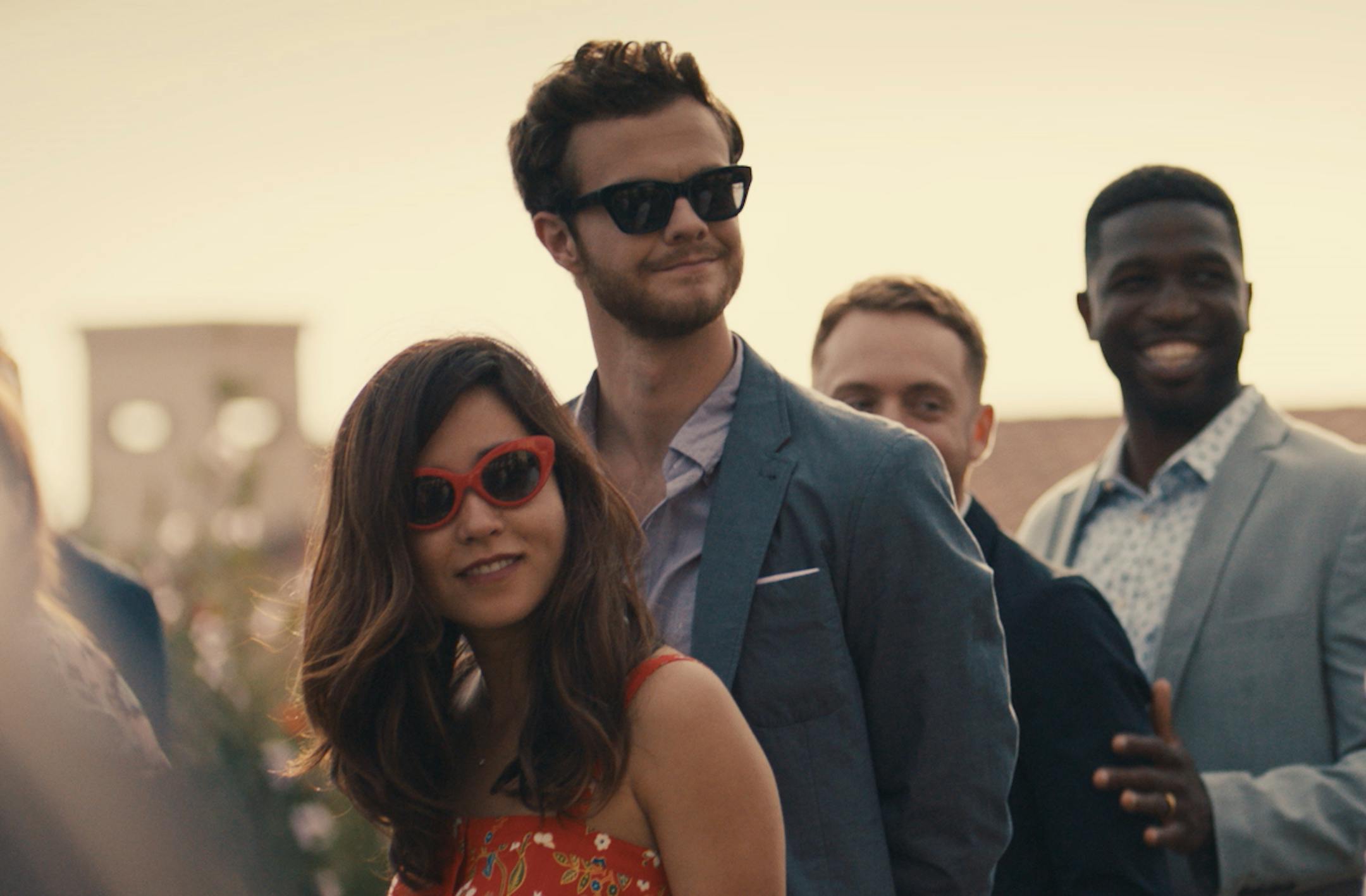 Maya Erskine and Jack Quaid in "Plus One."
credit: Guy Godfree, RLJ Entertainment