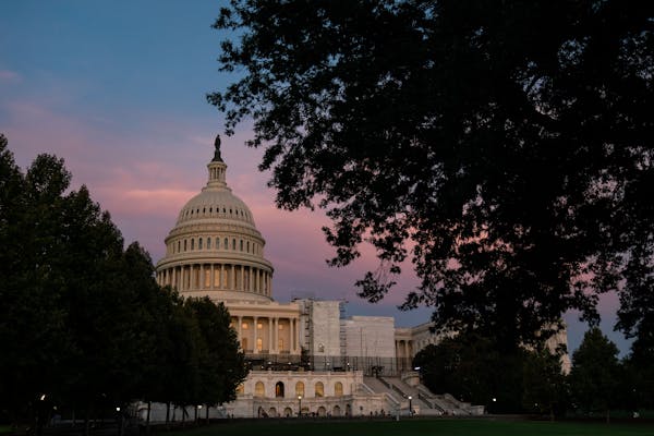 FILE Ñ The U.S. Capitol at sunset on Sept. 5, 2023. A funding impasse could lead to a government shutdown, with the deadline at the end of the month.