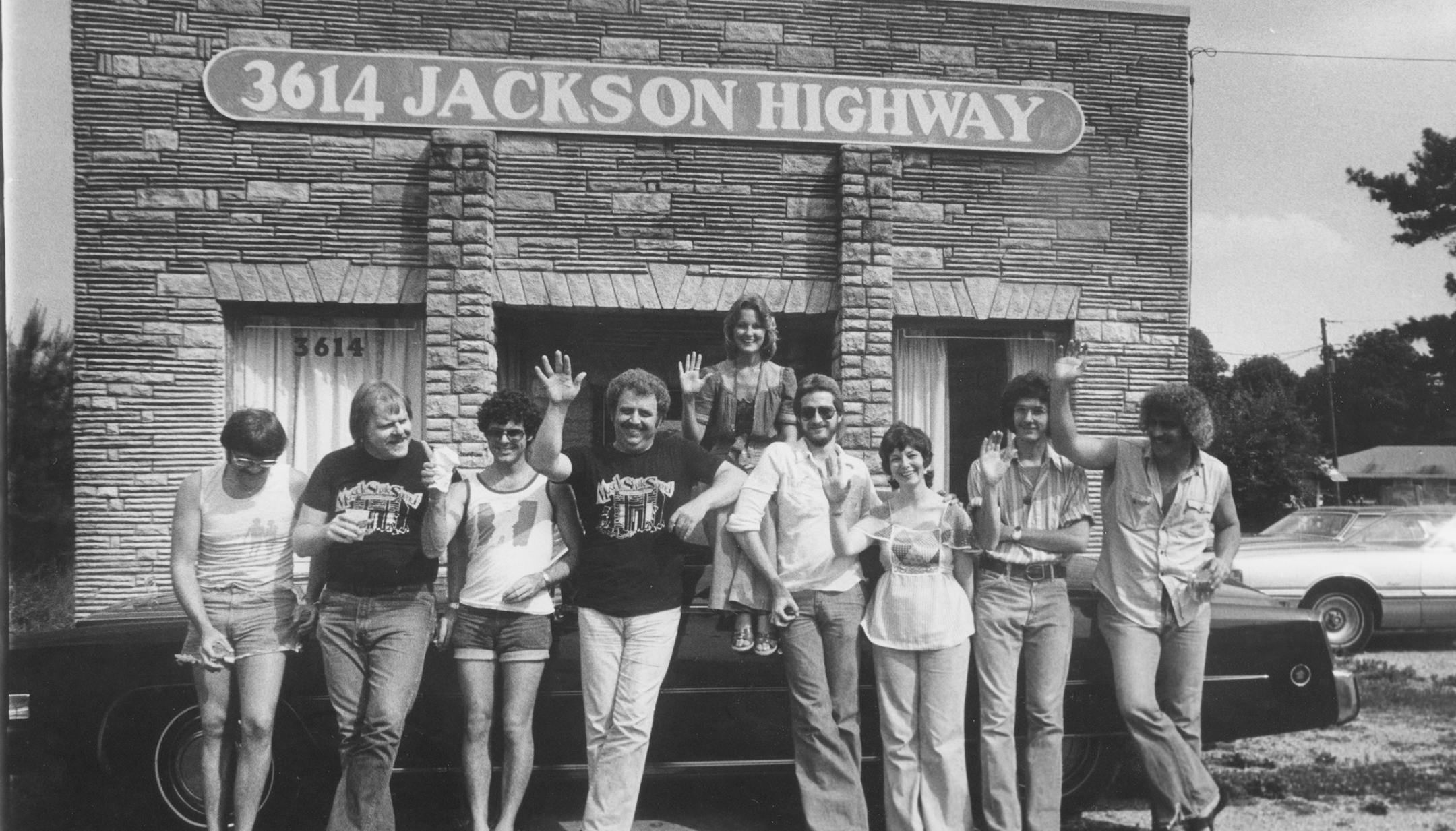 L to R Roger Hawkins, Barry Beckett, David Hood, Jimmy Johnson, Carol Buckins, Steve Melton, Diane Butler, Pearce Pettus and Bobby Heathcote