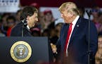 President Donald Trump campaigns with Troy Balderson, a Republican state senator running in a special election for a U.S. House seat, outside Columbus