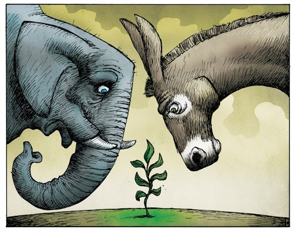 Illustration: Republicans and Democrats.