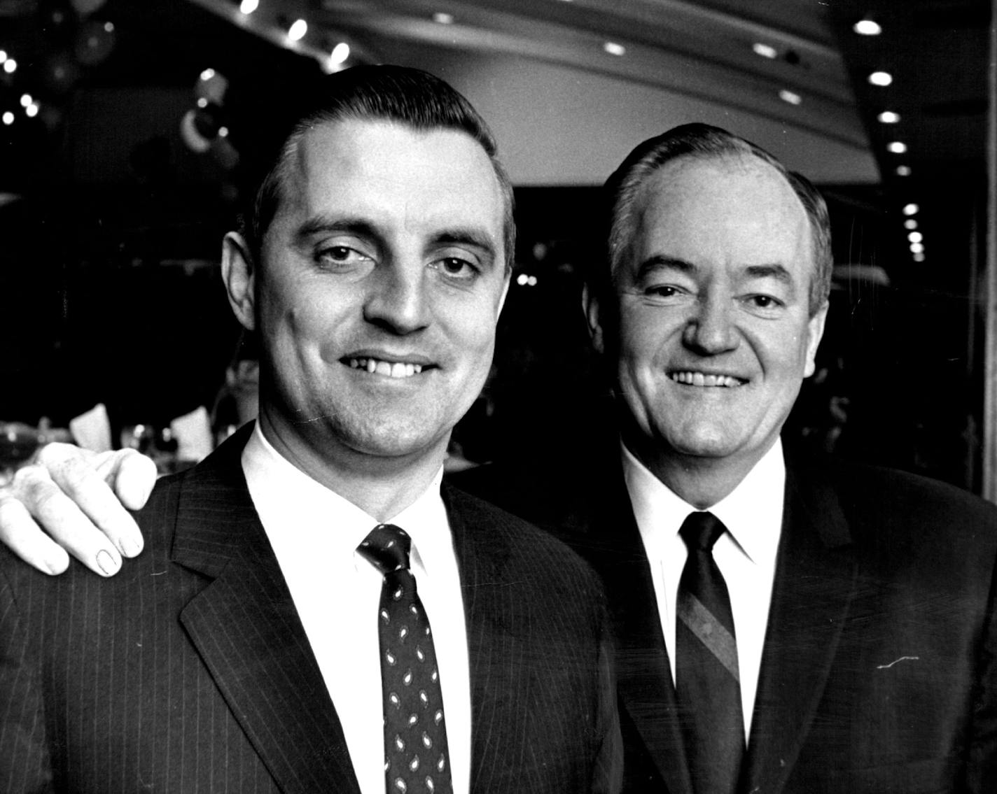 In this October 24, 1965 photo, Walter Mondale poses with Sen. Hubert Humphrey.