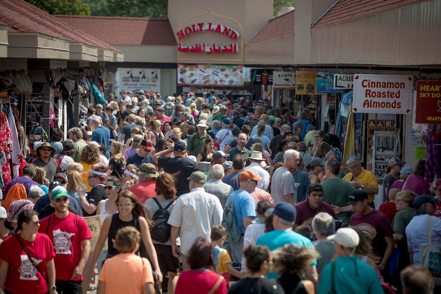 Crowds jammed the Minnesota State Fair's International Bazaar on opening day Aug. 23.