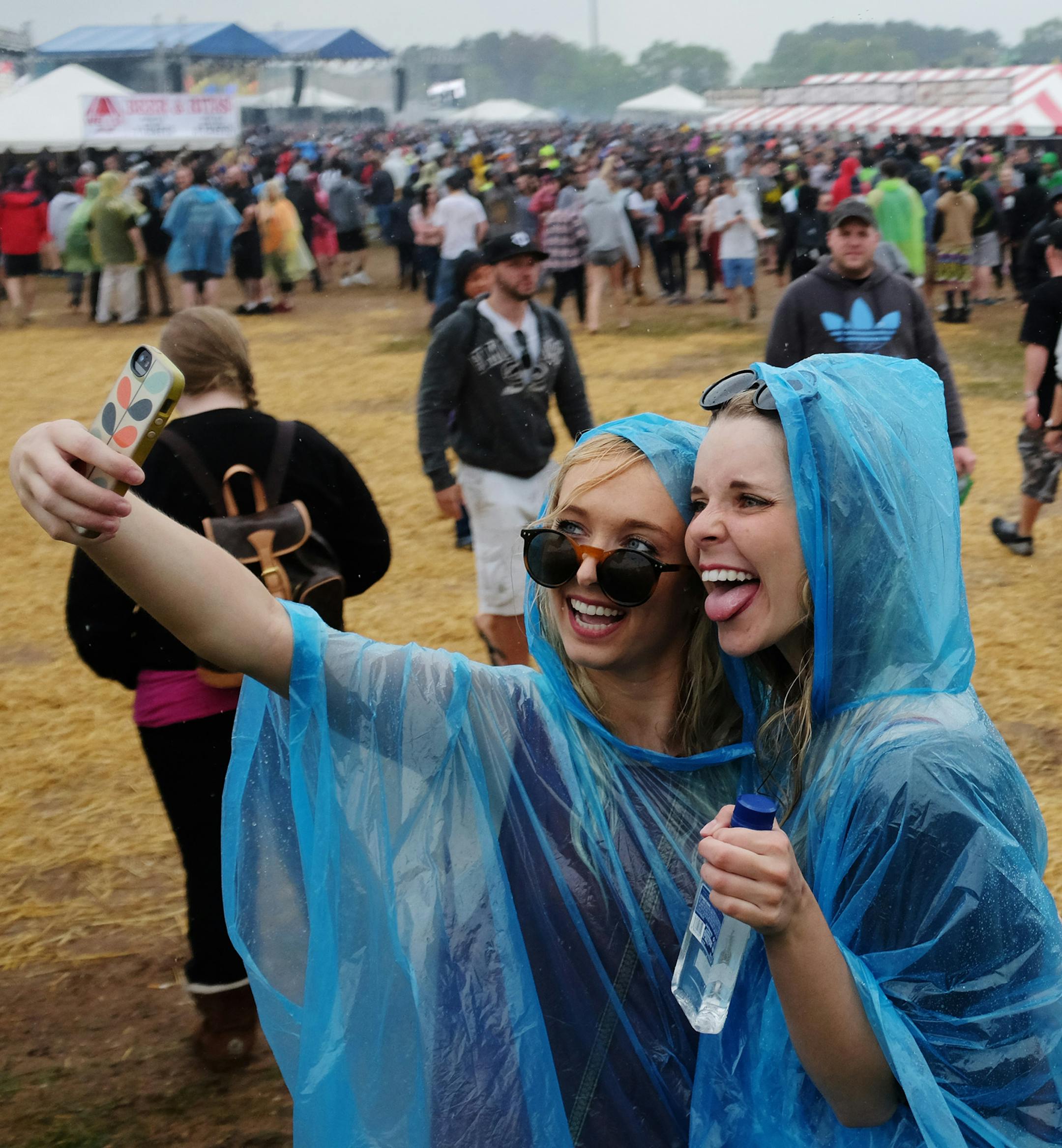Brook Wise and Mackenzie Walter drove all the way from Sioux Falls, S.D. to attend this year's Soundset festival. ] Mark Vancleave - mark.vancleave@startribune.com * The eighth annual Soundset music festival played out amid rain showers Sunday, May 24, 2015 at Canterbury Park in Shakopee, Minn. ORG XMIT: MIN1505241724440404