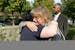 Council Member, Lisa Goodman was greeted with hugs after a press conference at the Bryn Mawr Presbyterian Church, Friday, September 28, 2012.