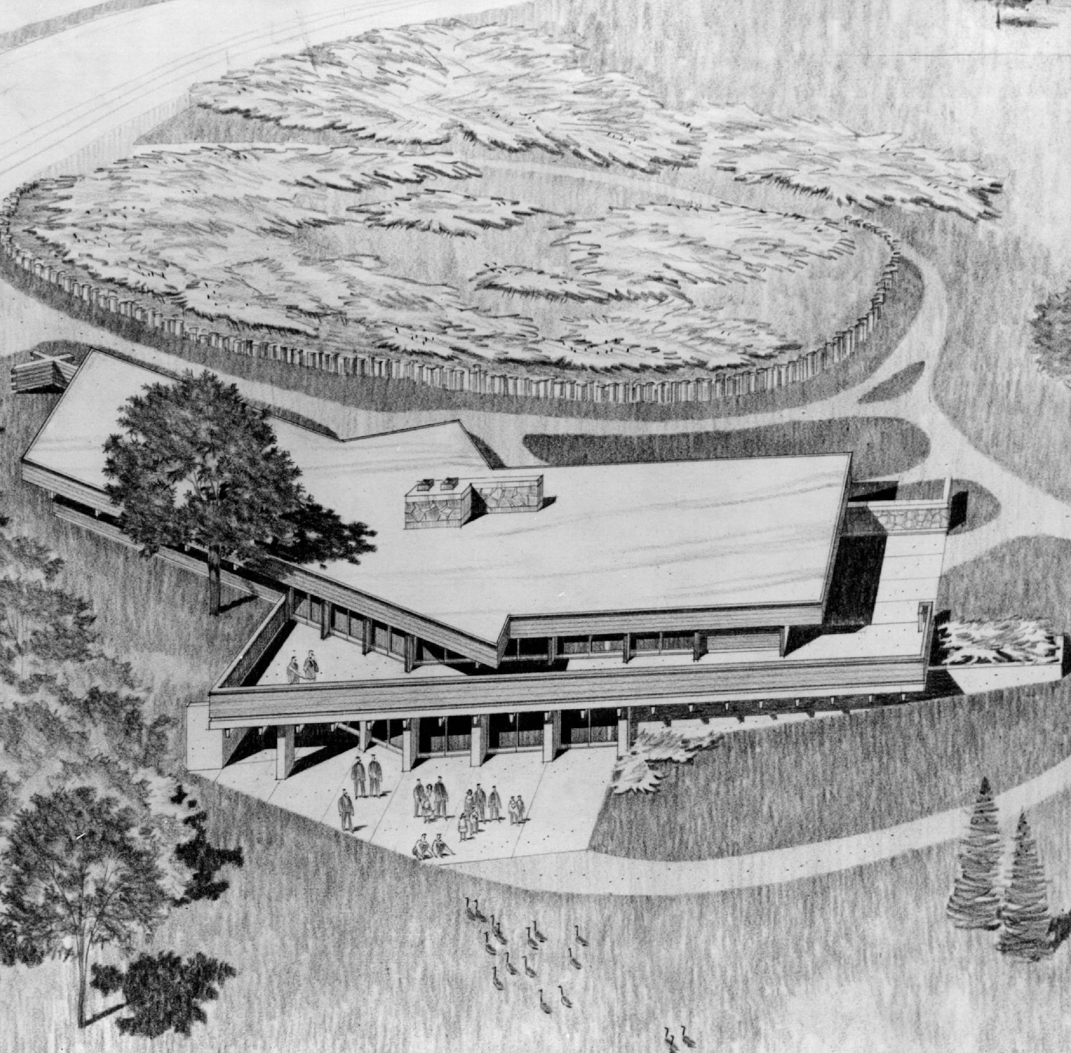 March 11, 1968 Nature Center - A contract for the construction of a $150,000 nature center building in Carver Park near Victoria was signed today by Goodrich Lowry, president of Metropolitan Nature Centers, a nonprofit corporation, an a representative of Loeffel-Engstrand Co., general contractor. Work on the building is expected to be completed in the fall, when elementary school children in the metropolitan area will be able to learn about nature and conservation from exhibits at the center and