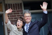 AL Franken, with his wife Franni at his side, talked with the media outside their Minneapolis home Tuesday afternoon.