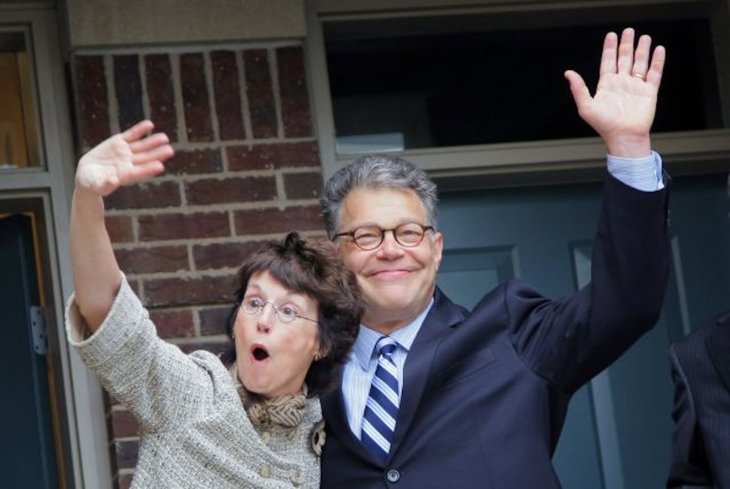 AL Franken, with his wife Franni at his side, talked with the media outside their Minneapolis home Tuesday afternoon.