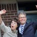 AL Franken, with his wife Franni at his side, talked with the media outside their Minneapolis home Tuesday afternoon.