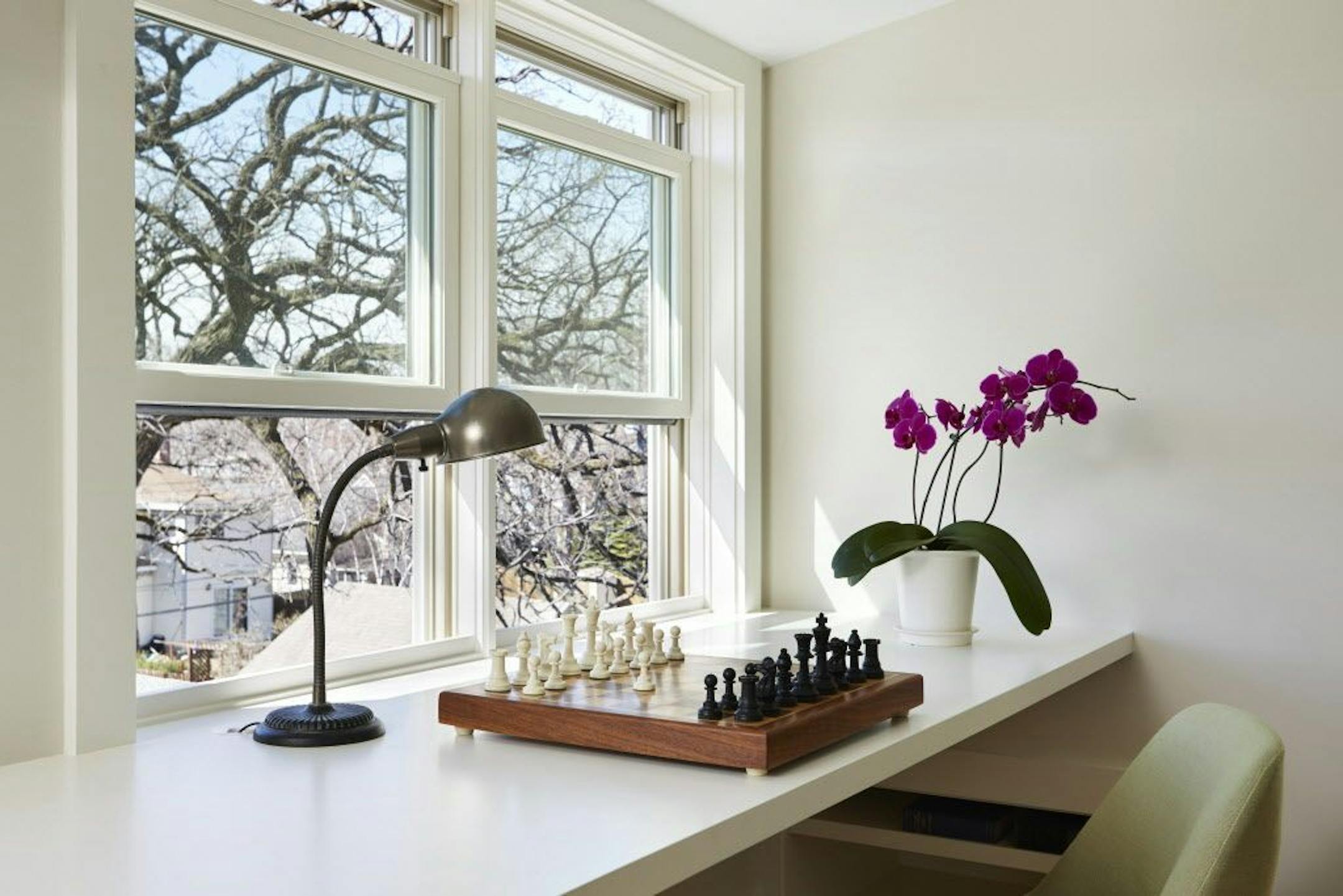 Another work space with treetop views of the neighborhood.