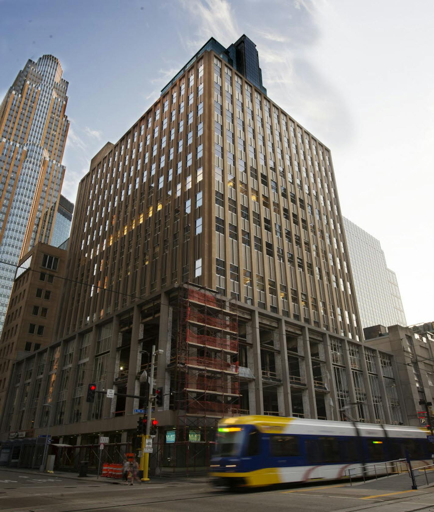 The 510 Marquette, shown in 2014 during its remodeling, has sold for $61 million.