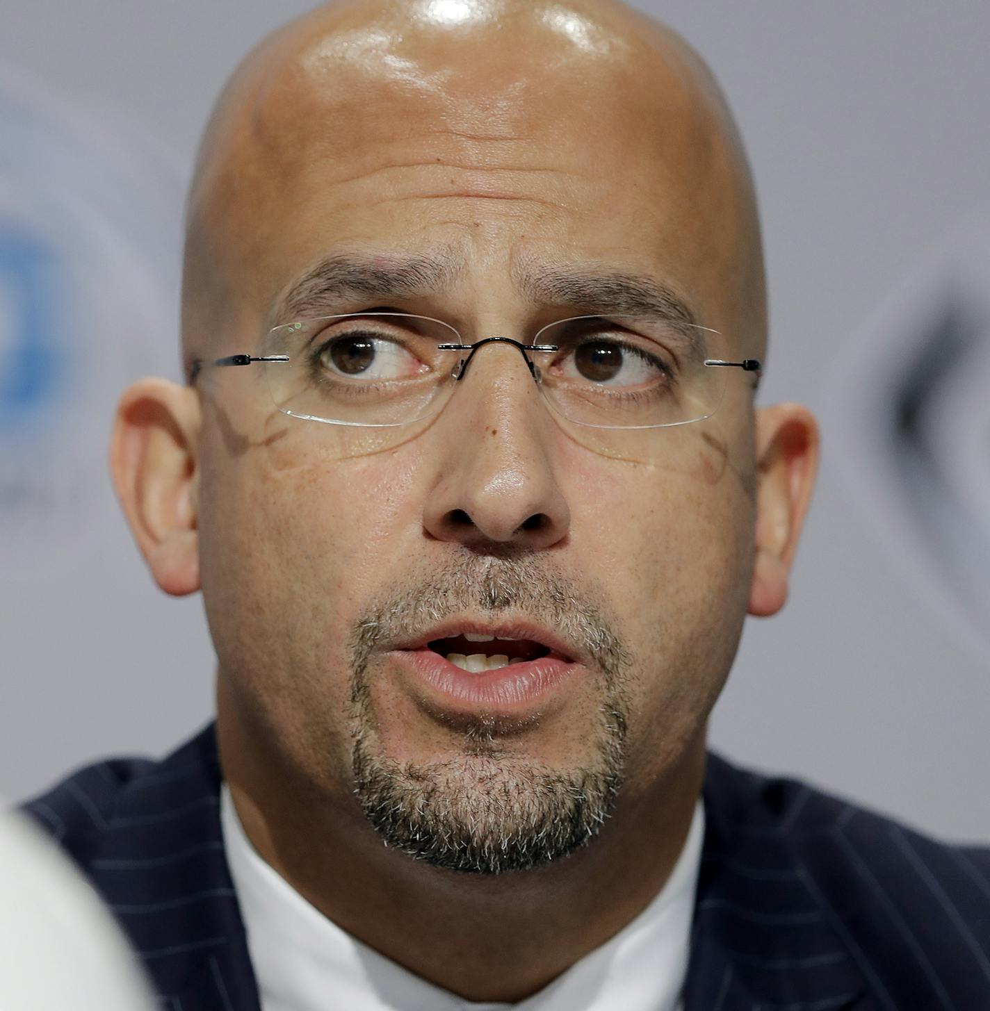 Penn State head coach James Franklin responds to a question during a news conference for the Big Ten Conference championship NCAA college football game Friday, Dec. 2, 2016, in Indianapolis. Wisconsin will play Penn State on Saturday for the championship. (AP Photo/Darron Cummings)