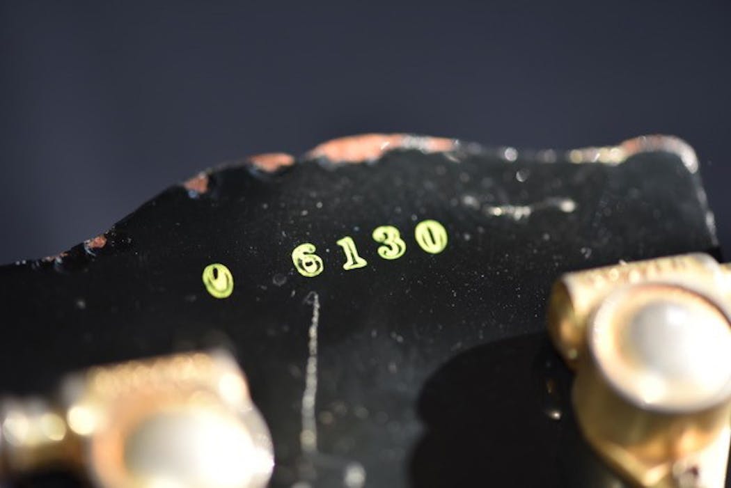 The serial number on a guitar owned by Jimmy Page. It is the same number as in a Rolling Stone ad.