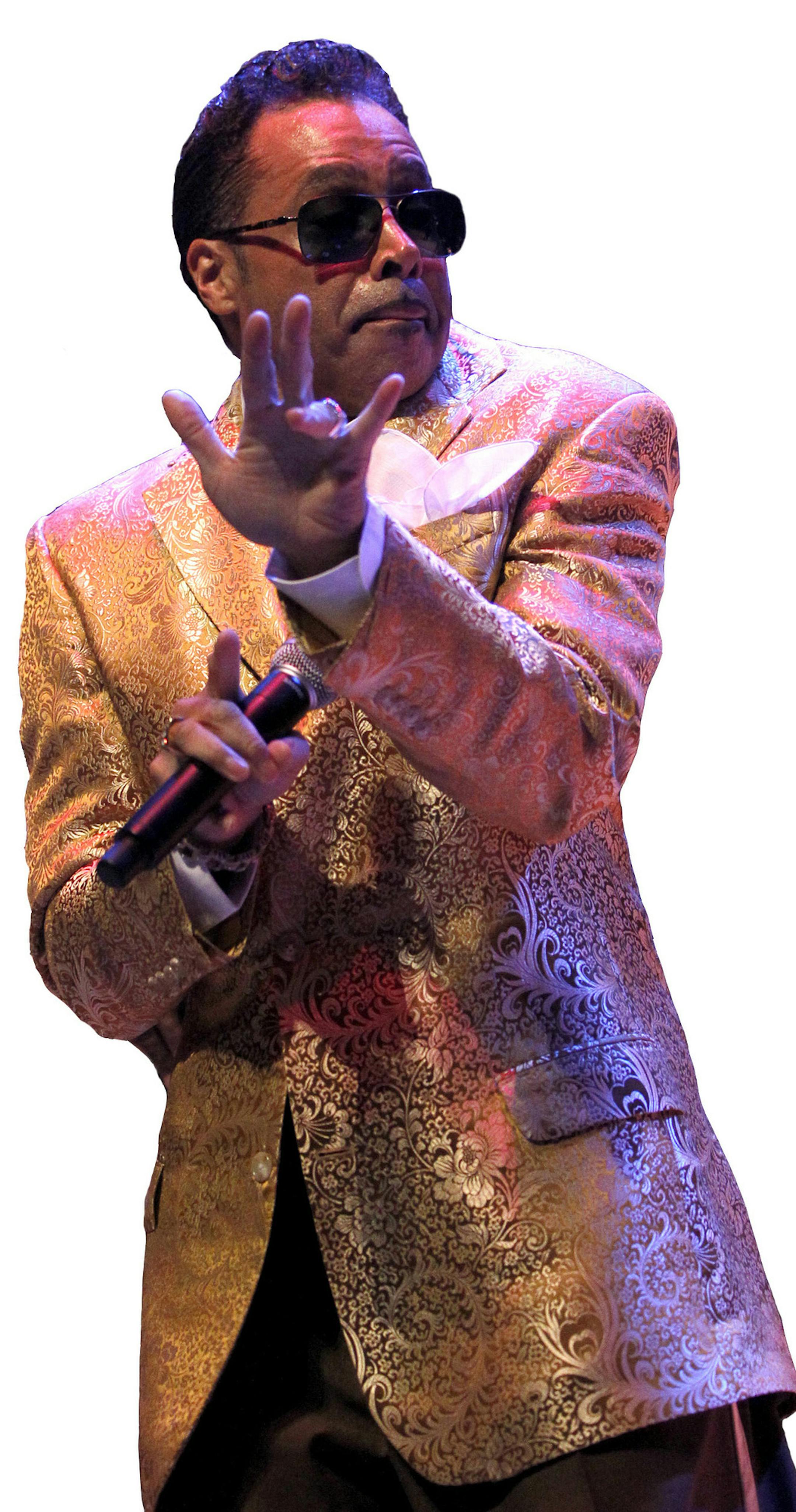 Morris Day is followed around the stage by Jerome Benton. Review of the Original 7ven, the 7 original members of the Time were in a rare hometown concert at the Stae Theater Saturday night. [ TOM WALLACE ï twallace@startribune.com _ Assignment _#20020452A__November 5, 2011 _ SLUG: original1107_ EXTRA INFORMATION: The band members are Jellybean Johnson on drums, Jimmy Jam and Monte Moir on keyboards, and Terry Lewis on bass. To this base were added Jesse Johnson on guitar and a lead singer a