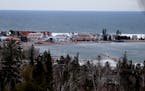 Signs of Spring were evident with the melting snow and ice, Sunday, April 27, 2014 in Grand Marais, MN.