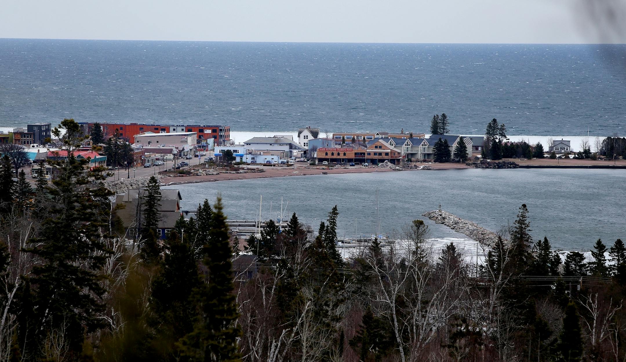 Signs of Spring were evident with the melting snow and ice, Sunday, April 27, 2014 in Grand Marais, MN.