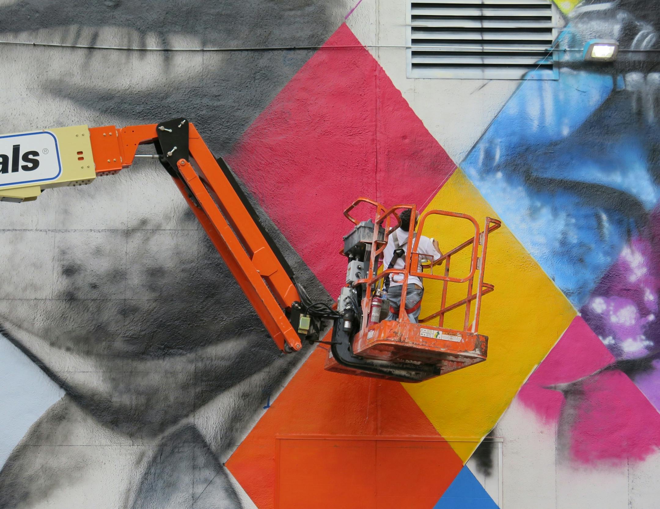 The blank white wall facing the corner of 5th and Hennepin Ave shot Saturday August 29, 2015. The 'canvas' for a mural by Brazillian artist Kobra- with multiple images of Bob Dylan.