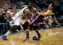 Seimone Augustus was called for the offensive foul against Sparks Ana Dabovic in the second half of Game 1 at Target Center.