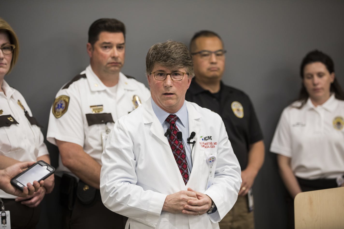 Dr. William Heegaard spoke at a press conference June 15. RENEE JONES SCHNEIDER renee.jones@startribune.com