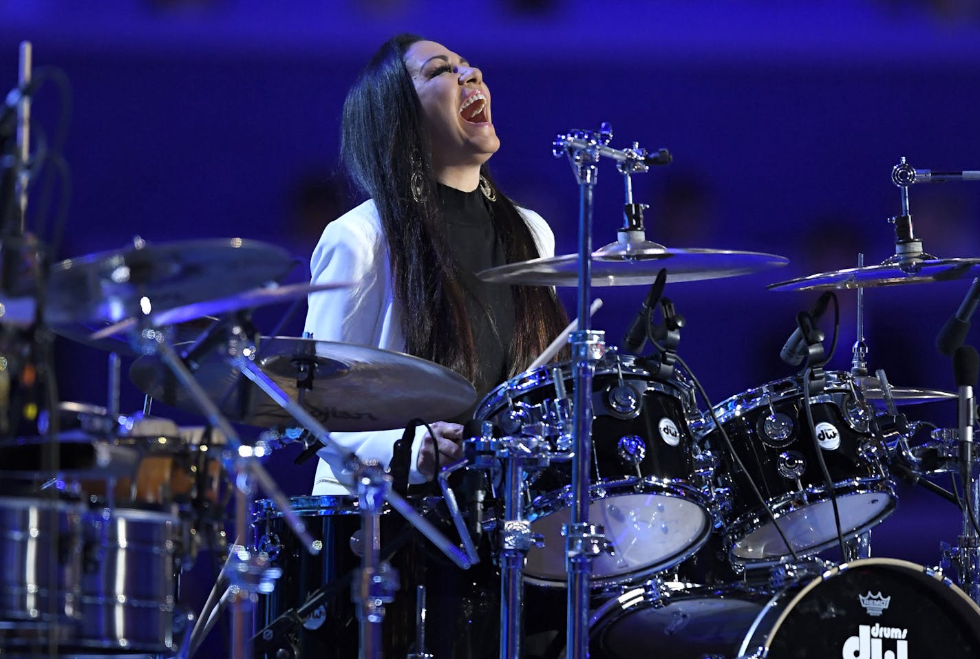 Sheila E performs during the final day of the Democratic National Convention in Philadelphia , Thursday, July 28, 2016.